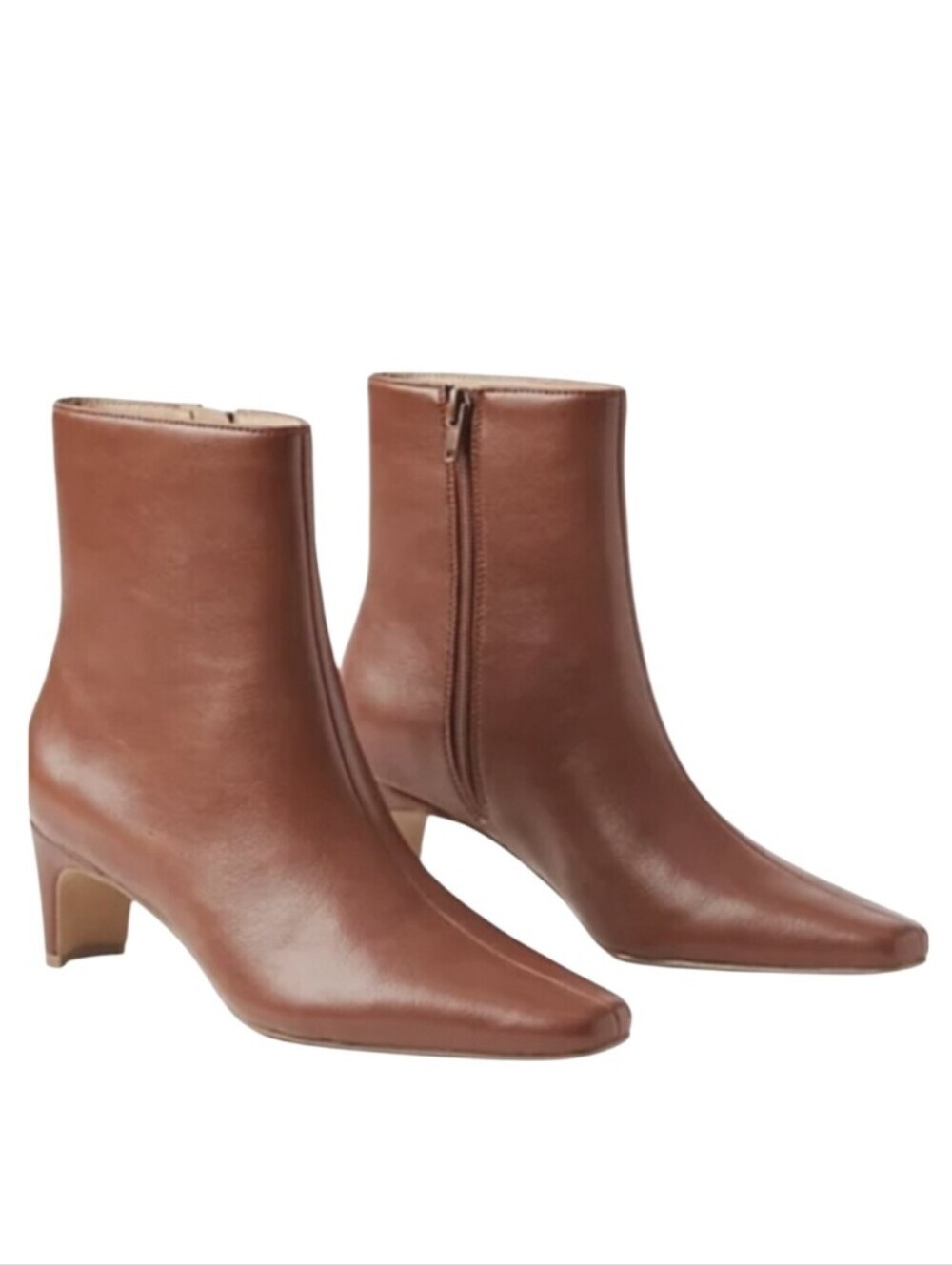 NEW! ANN TAYLOR LOFT Cognac Square Pointy Toe Heeled Ankle Boots.